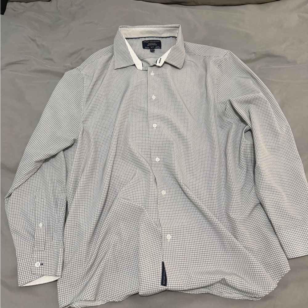 Report Collection Black and White Casual Button Down Shirt